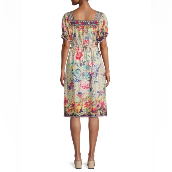 JOHNNY WAS FLORAL TOPIARY RUMI BOHEMIAN SILK DRESS - Picture 16 of 16